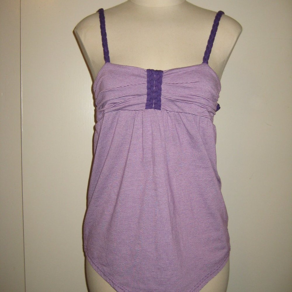 Braided strap striped tunic tank